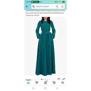 Chic Teal Maxi Dress with Belt